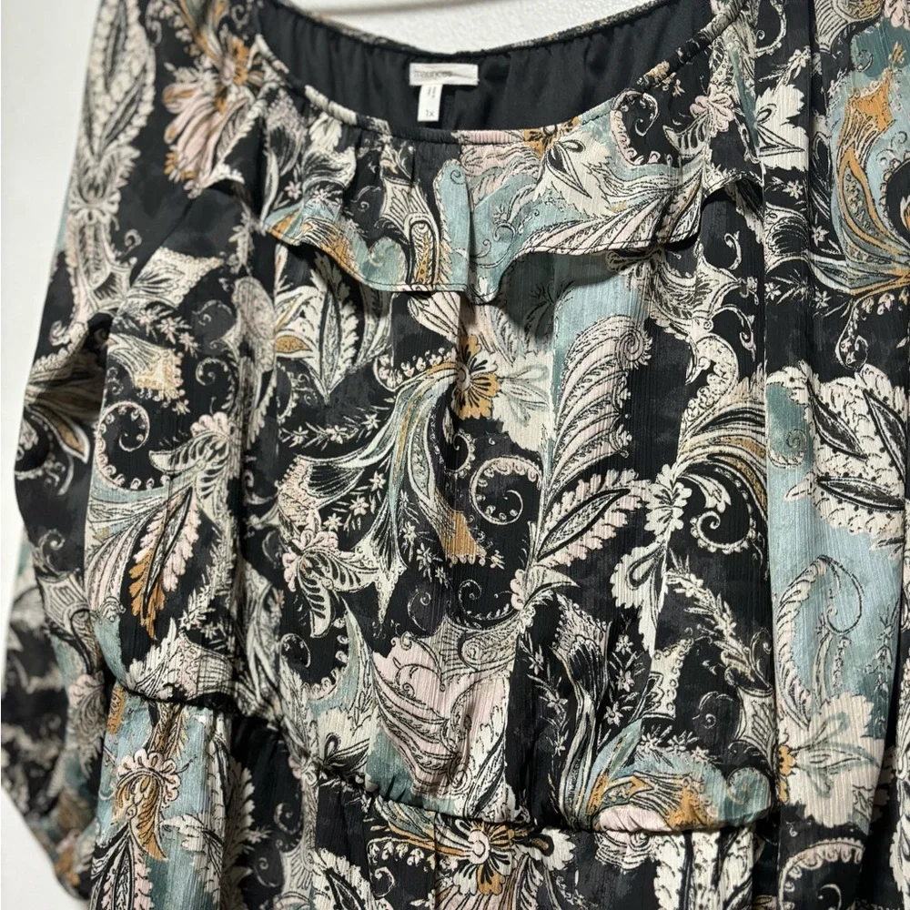 MAURICE'S  Women’s Ruffle collar multi color shirt - Picture 4 of 9